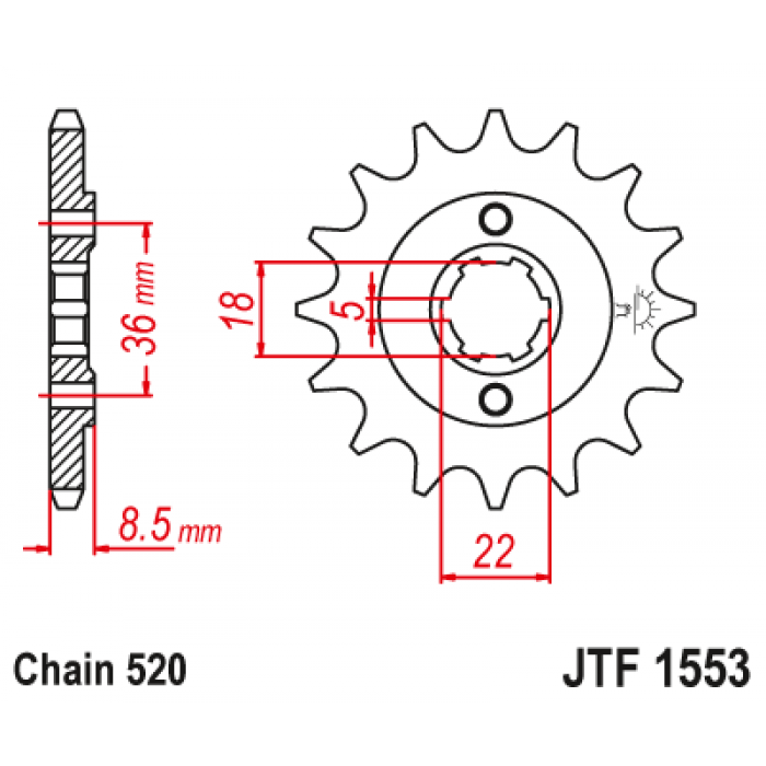 Звезда цепного привода JT JTF1553.15