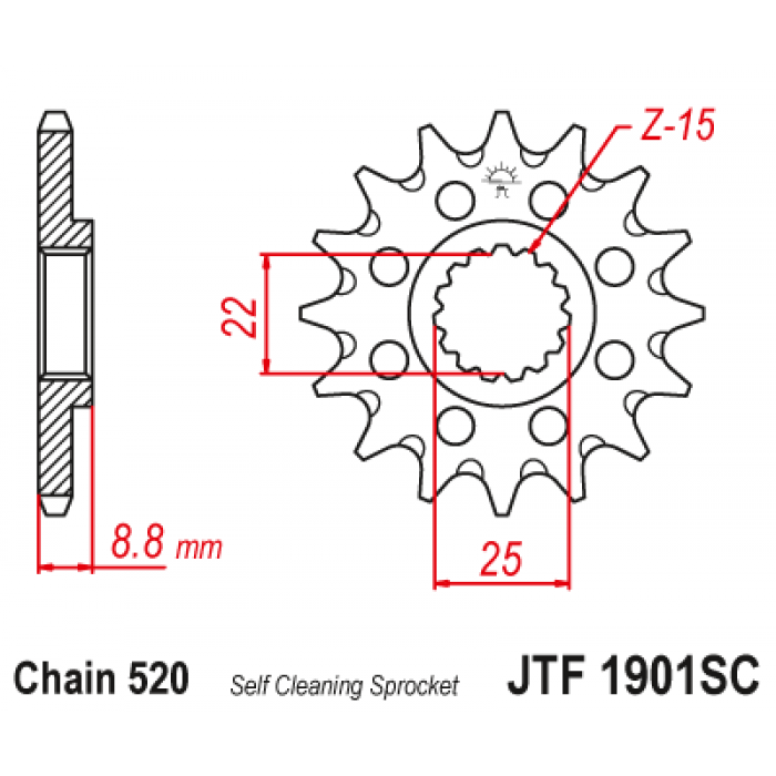 Звезда цепного привода JT JTF1901.16SC