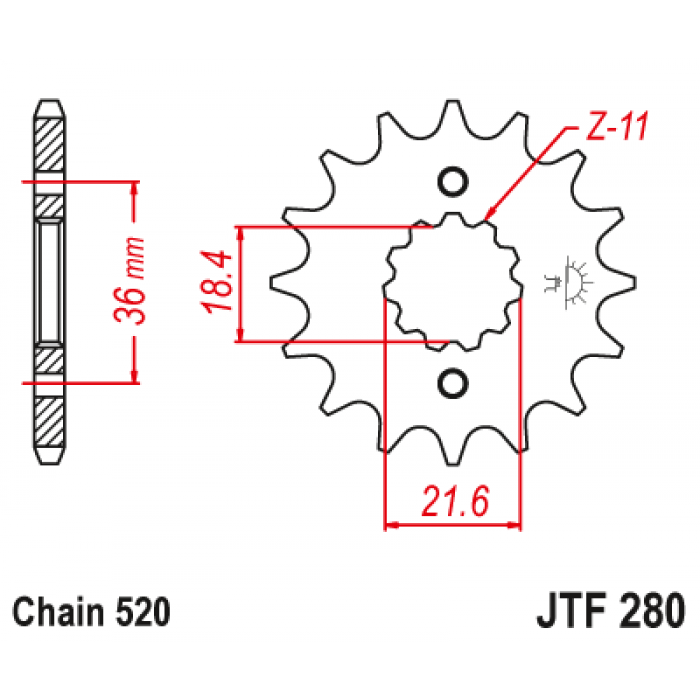 Звезда цепного привода JT JTF280.13