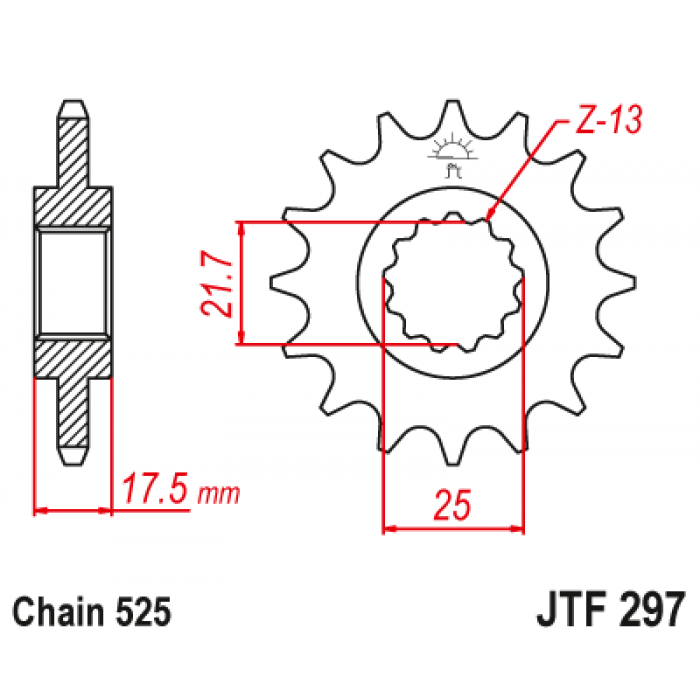 Звезда цепного привода JT JTF297.15RB