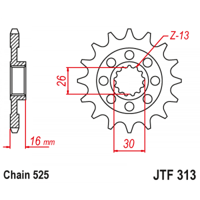 Звезда цепного привода JT JTF313.16