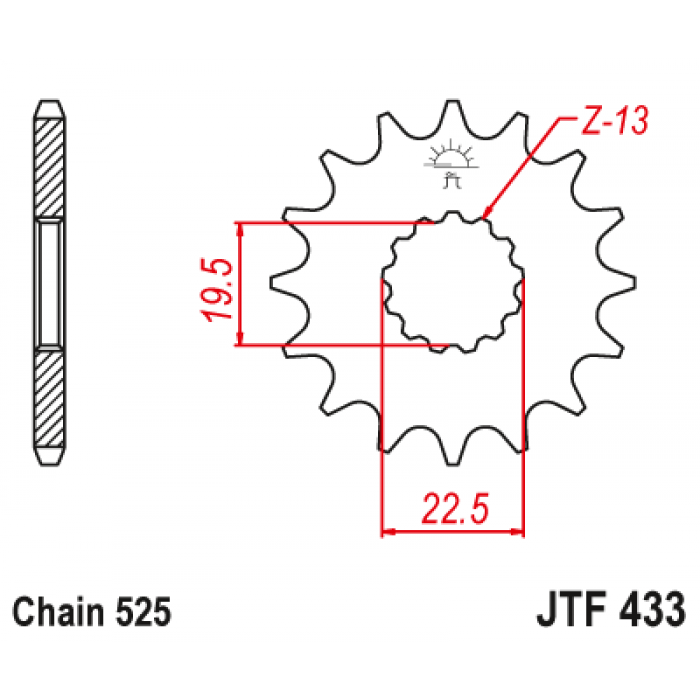 Звезда цепного привода JT JTF433.14