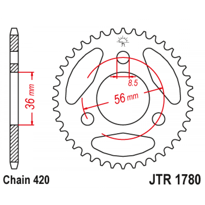 Звезда цепного привода JT JTR1780.28