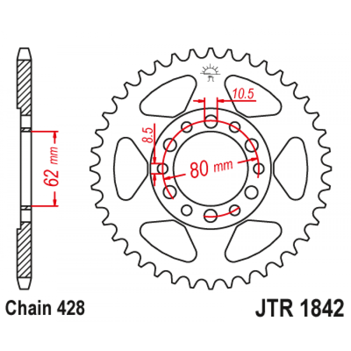 Звезда цепного привода JT JTR1842.55