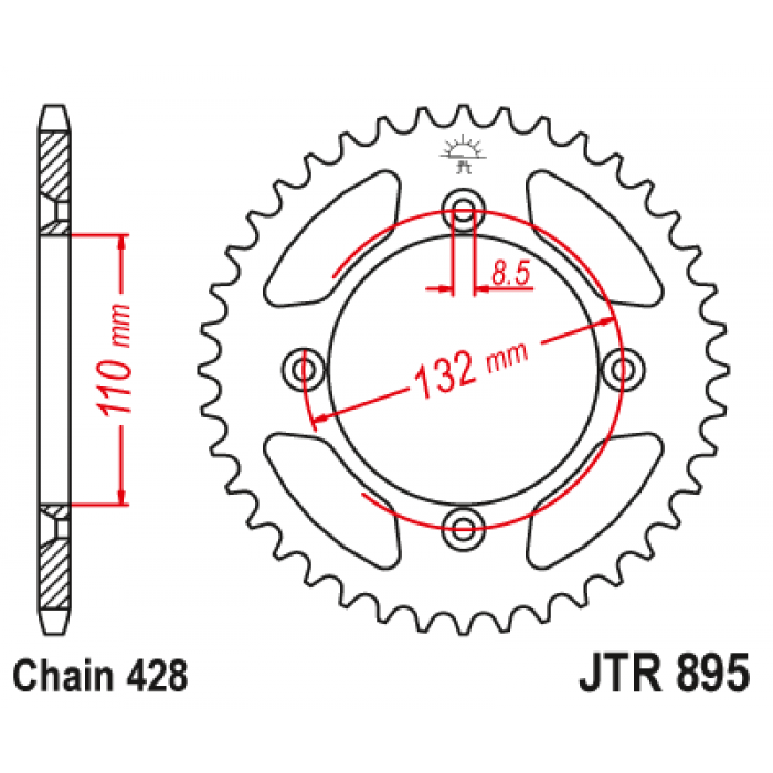 Звезда цепного привода JT JTR895.49ZBK