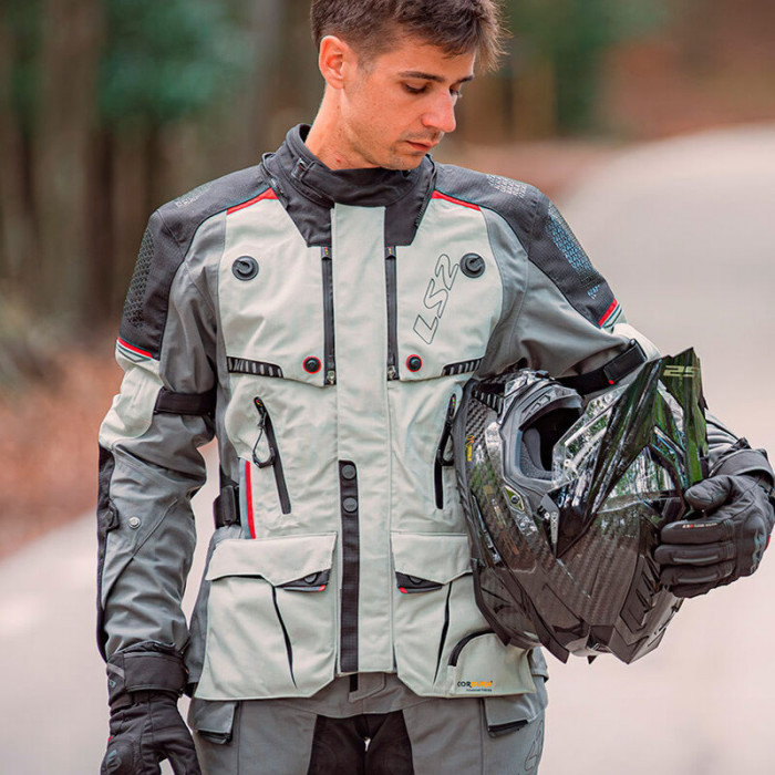 Мотокуртка мужская LS2 APOLLO MAN JACKET, черно-темно-серый, размер 2XL