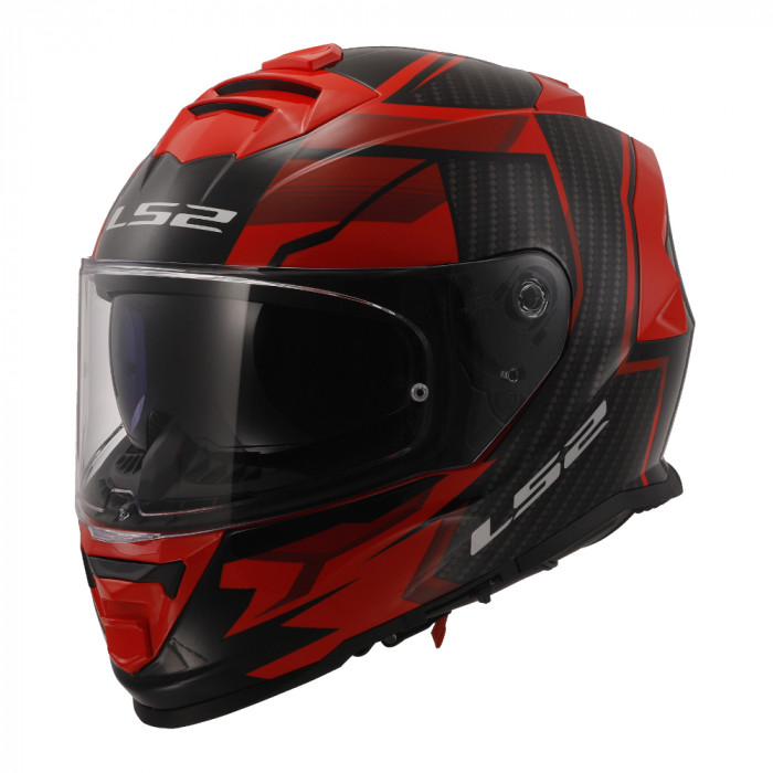 Мотошлем LS2 FF800 STORM II TRACKER(сломаны очки, сломан механизм подъёма визора, сколы и мелкие царапины), черно-красный, размер M