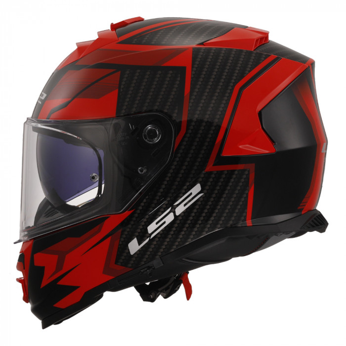 Мотошлем LS2 FF800 STORM II TRACKER(сломаны очки, сломан механизм подъёма визора, сколы и мелкие царапины), черно-красный, размер M