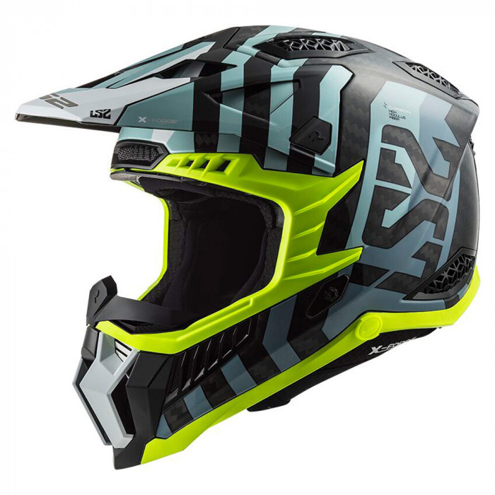 Мотошлем LS2 MX703 C X-FORCE BARRIER, черно-серо-желтый, размер S