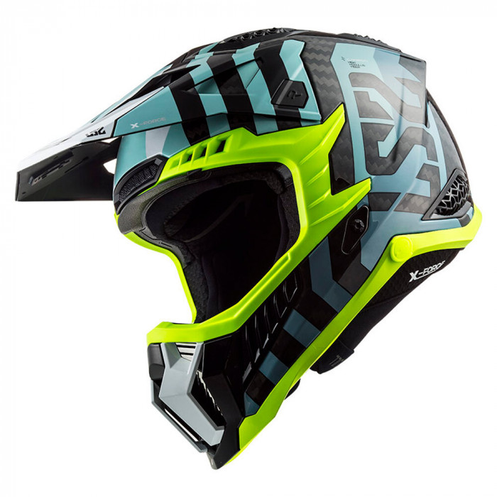 Мотошлем LS2 MX703 C X-FORCE BARRIER, черно-серо-желтый, размер S