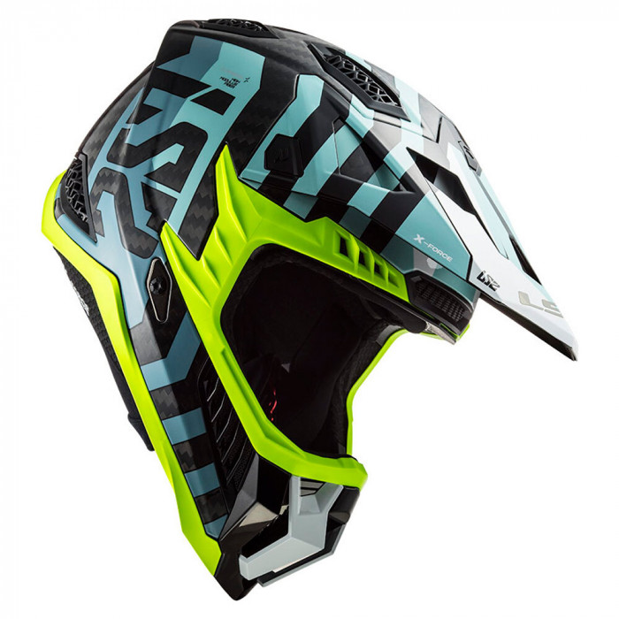 Мотошлем LS2 MX703 C X-FORCE BARRIER, черно-серо-желтый, размер S
