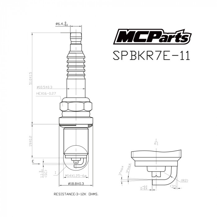 Свеча зажигания MCP аналог BKR7E-11
