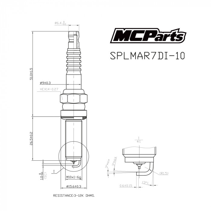 Свеча зажигания MCP аналог LMAR7DI-10