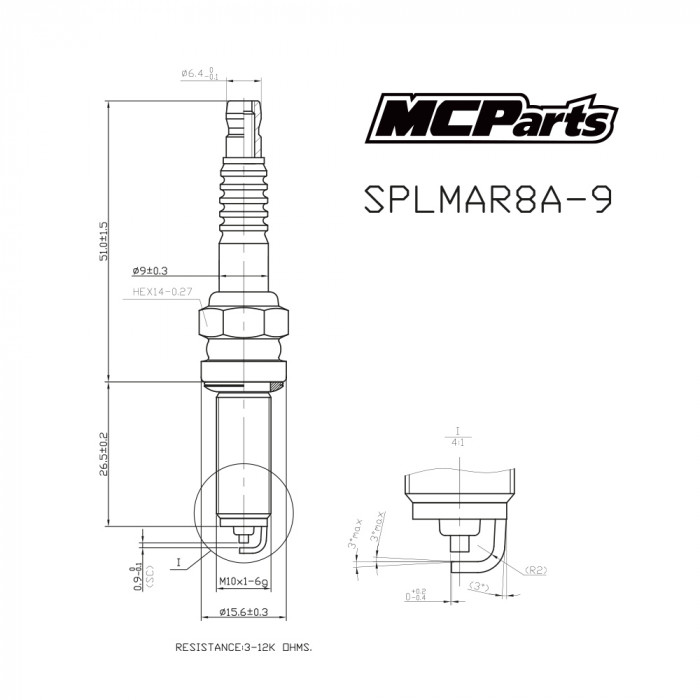 Свеча зажигания MCP аналог LMAR8A-9