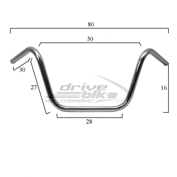 Руль универсальный стальной High Buckhorn, цвет Хром