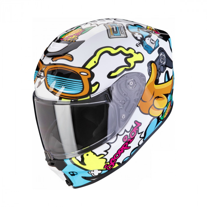 Мотошлем Scorpion EXO EXO-JNR AIR FUN, цвет Белый/Синий/Синий, Размер YM