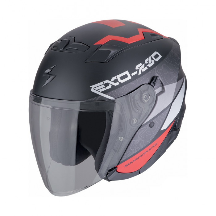 Мотошлем Scorpion EXO EXO-230 BAND, цвет Черный Матовый/Красный/Серебристый, Размер XS