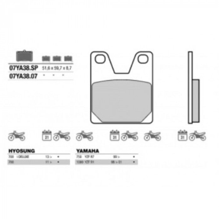 Тормозные колодки Brembo 07YA38SP
