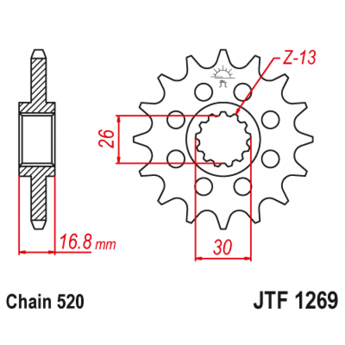 Звезда цепного привода JT JTF1269.16