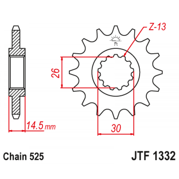 Звезда цепного привода JT JTF1332.15