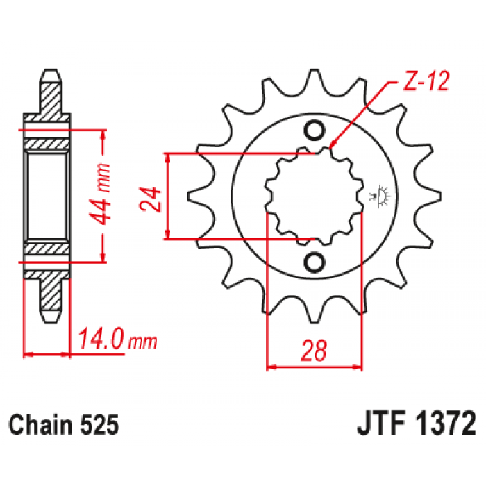 Звезда цепного привода JT JTF1372.17