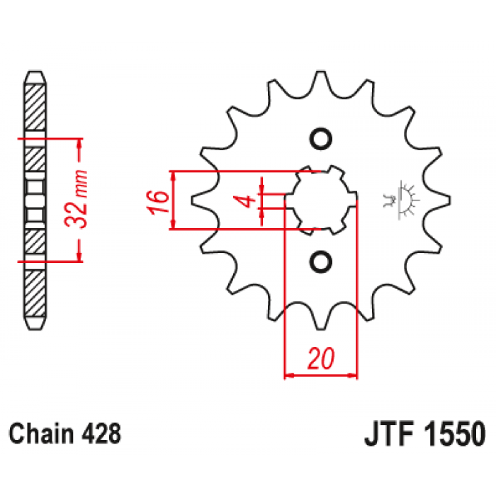 Звезда цепного привода JT JTF1550.14