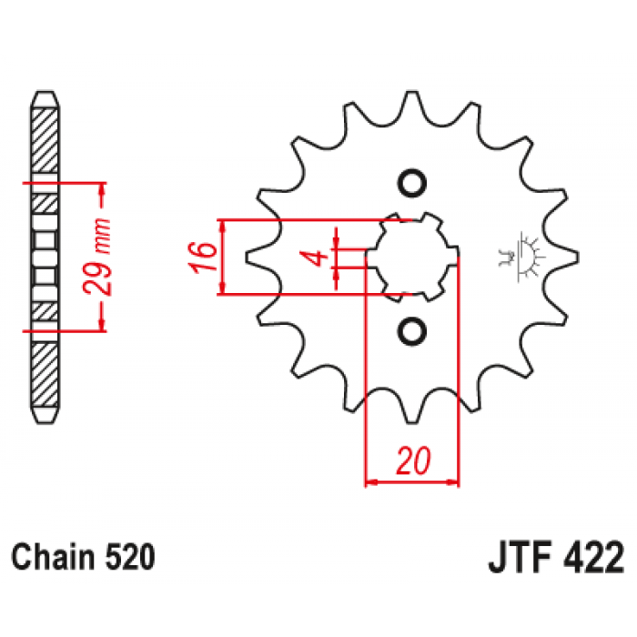 Звезда цепного привода JT JTF422.12