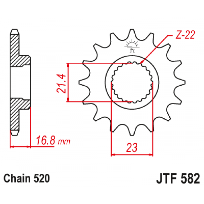 Звезда цепного привода JT JTF582.16RB
