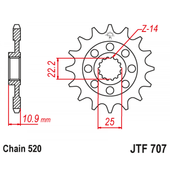 Звезда цепного привода JT JTF707.15