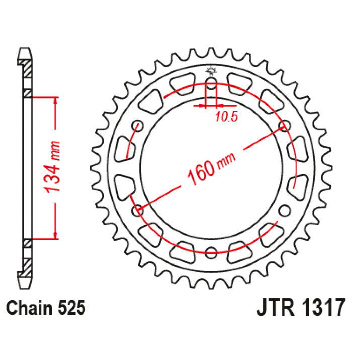 Звезда цепного привода JT JTR1317.43