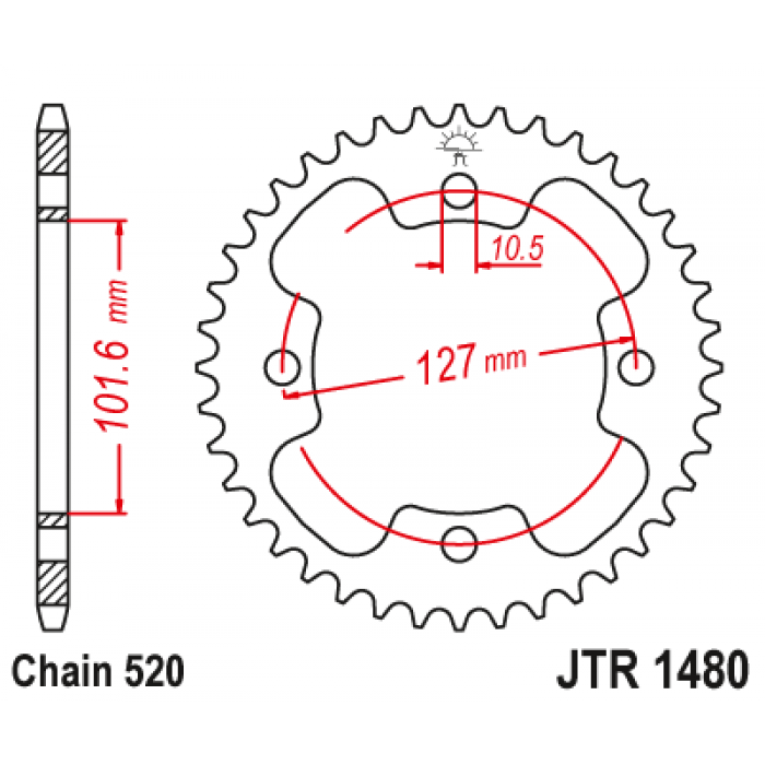 Звезда цепного привода JT JTR1480.38