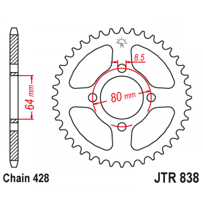 Звезда цепного привода JT JTR838.36