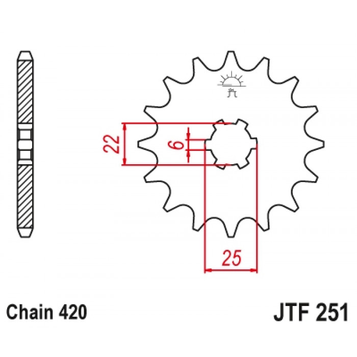 Звезда цепного привода JT 16-E251