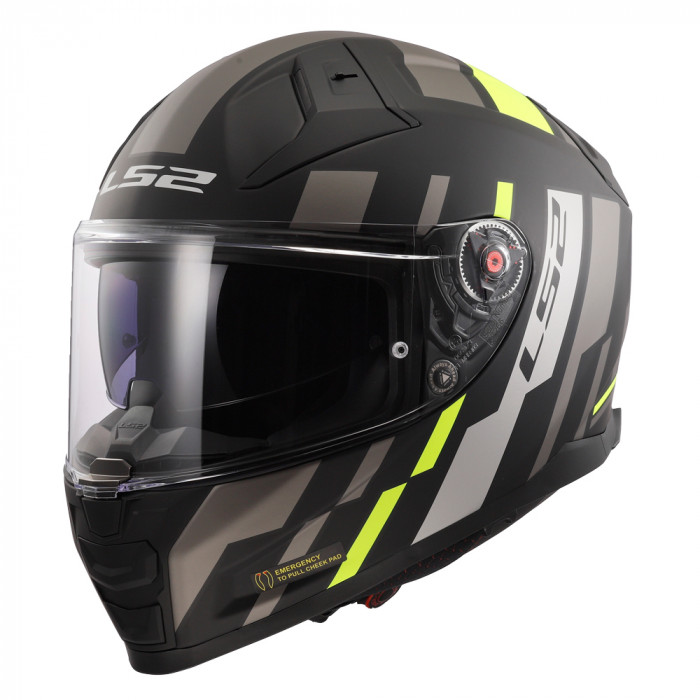Мотошлем LS2 FF811 VECTOR II TRON, матовый черно-желтый, размер 2XL