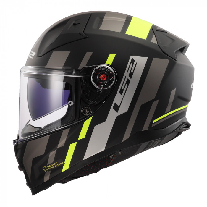 Мотошлем LS2 FF811 VECTOR II TRON, матовый черно-желтый, размер 2XL