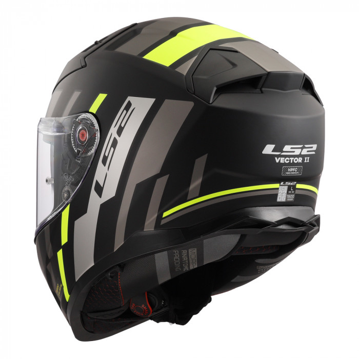 Мотошлем LS2 FF811 VECTOR II TRON, матовый черно-желтый, размер 2XL