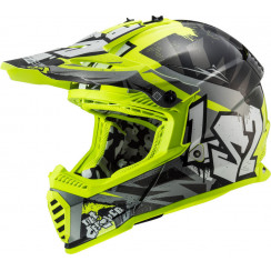 Мотошлем LS2 MX437 FAST CRUSHER, черно-желтый, размер XL