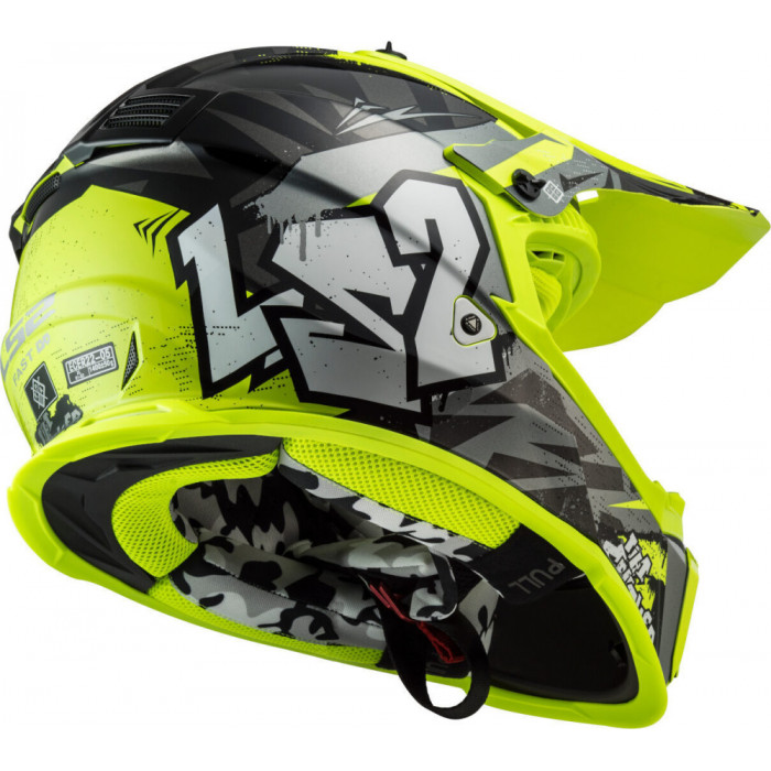 Мотошлем LS2 MX437 FAST CRUSHER, черно-желтый, размер 2XL