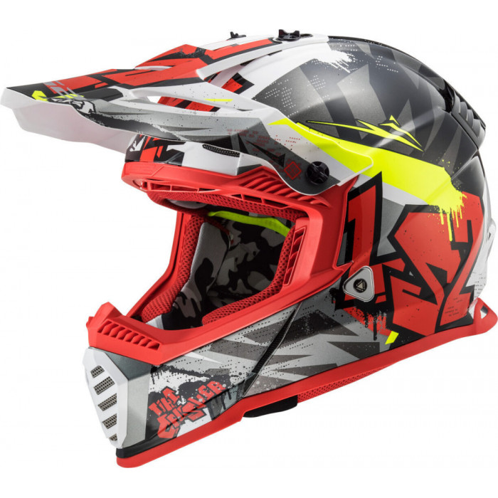 Мотошлем LS2 MX437 FAST CRUSHER, черно-красный, размер M