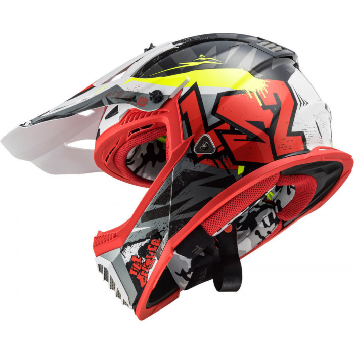 Мотошлем LS2 MX437 FAST CRUSHER, черно-красный, размер M