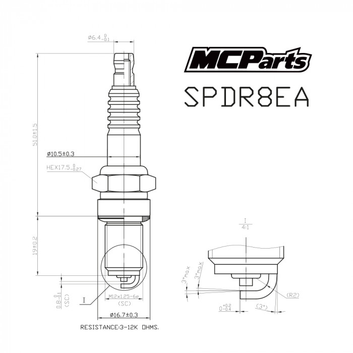 Свеча зажигания MCP аналог DR8EA