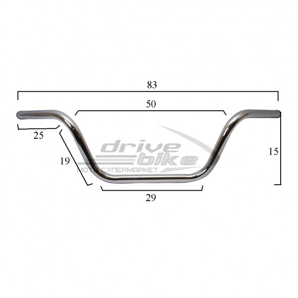 Руль универсальный стальной Medium Buckhorn, цвет Хром