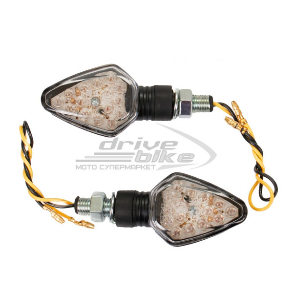 Поворотники диодные (пара) граненая 'стрела' EMGO SPEAR, цвет Бесцветный, цвет Черный