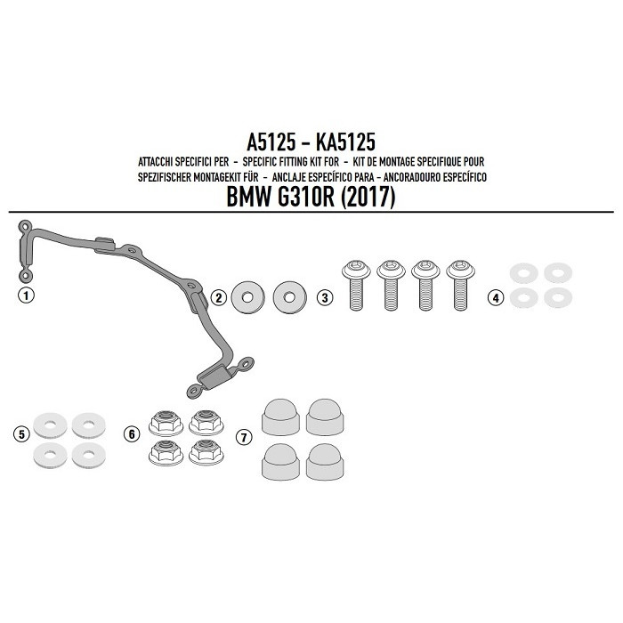 Крепеж ветрового стекла GIVI A5125BL BMW G 310 R (17-18)