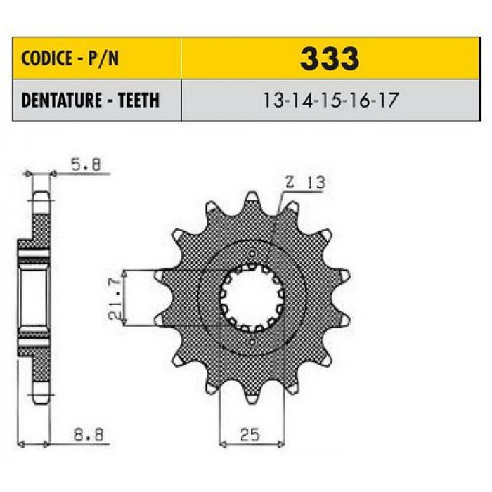 Звезда передняя (ведущая) Sunstar 17 зубьев 33317 стальная / JTF512-17