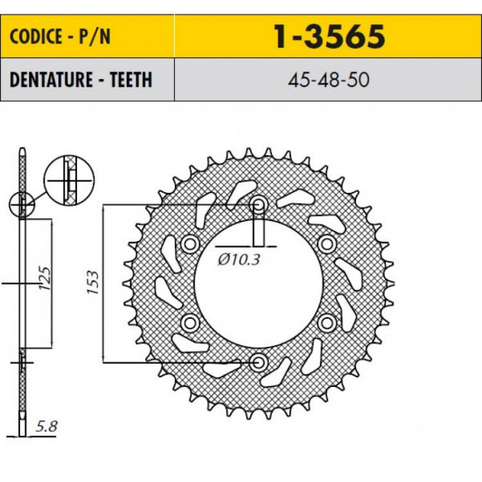 Звезда задняя Sunstar 48 зубьев 1-3565-48 стальная / JTR301-48