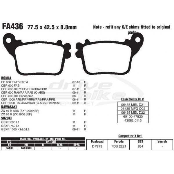 Тормозные колодки FA436