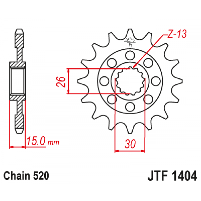 Звезда цепного привода JT JTF1404.15
