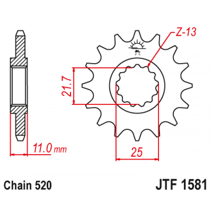Звезда цепного привода JT JTF1581.15