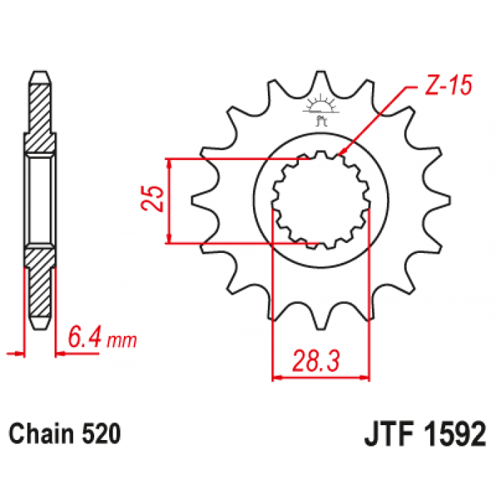 Звезда цепного привода JT JTF1592.15